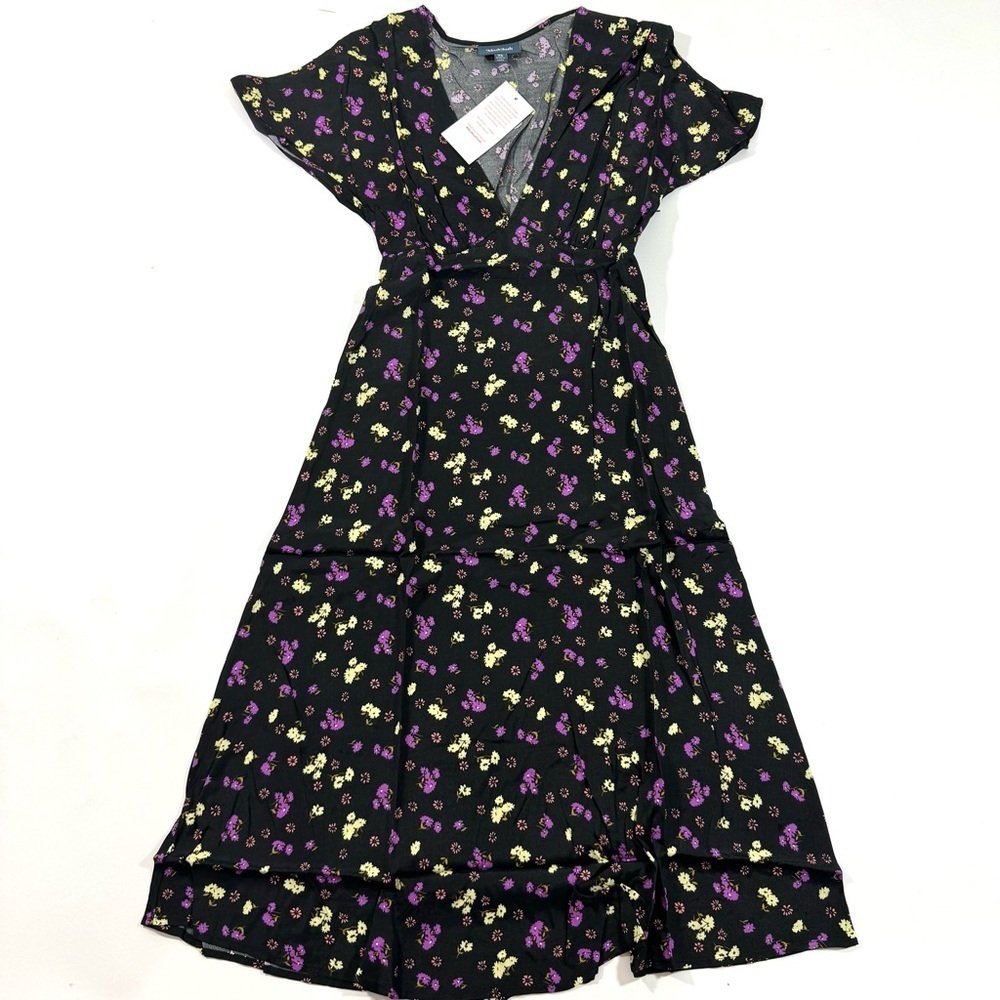 New ModCloth Take the Plunge Midi Dress Black Floral - Picture 2 of 7